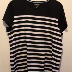 Croft & Barrow Short Sleeve Classic Tee Womens XL Black Stripes (117)